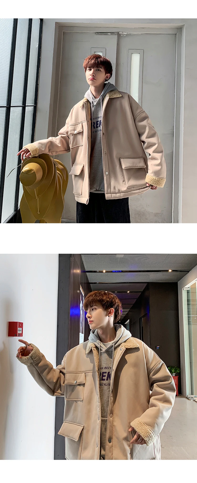 Winter Plus Velvet Jacket Men's Warm Thick Fashion Parka Men Solid Color Casual Cotton Jacket Man Streetwear Loose Coat Male