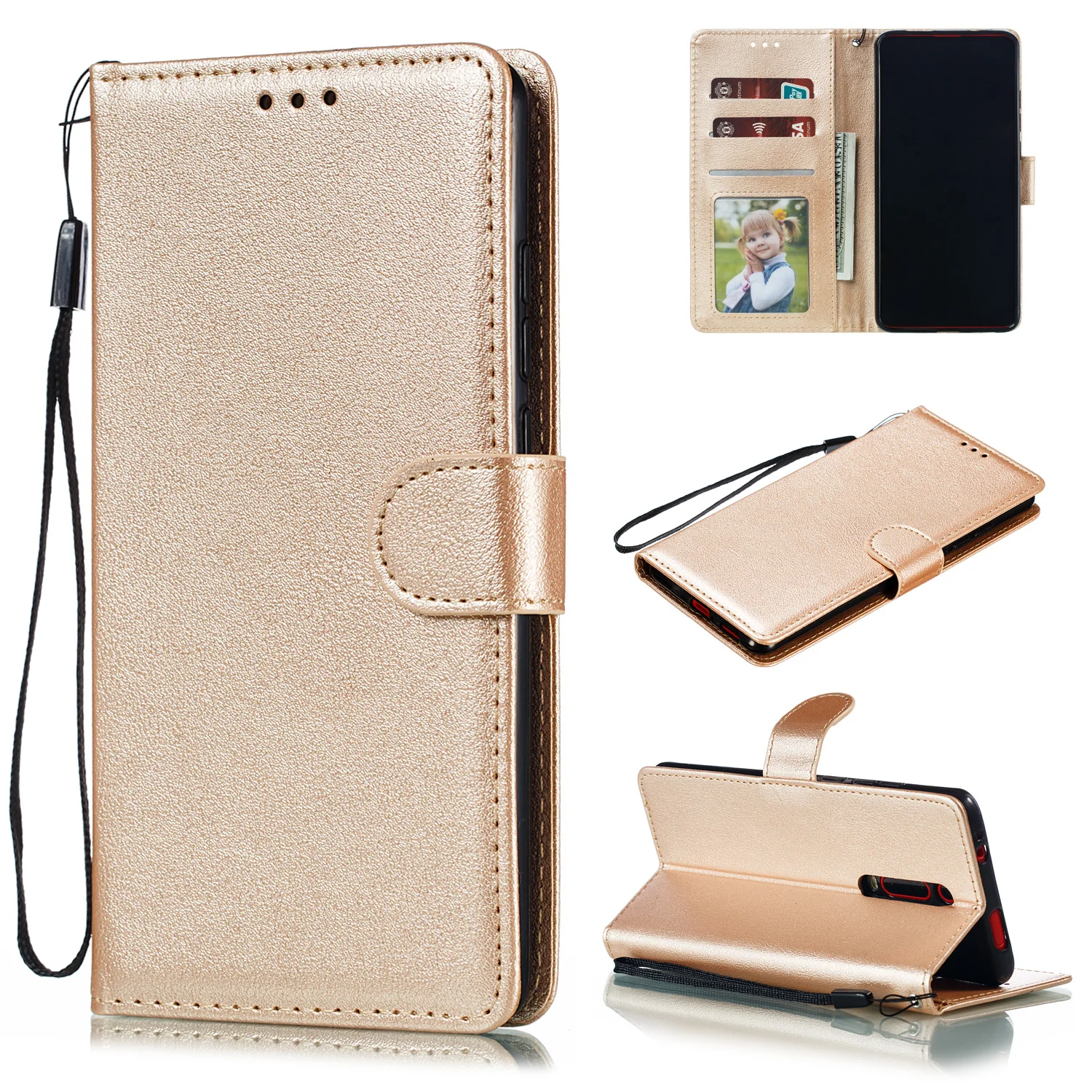 Bao Da Flip Wallet Dành Cho Xiaomi Redmi Note 9 8T 8 7 6 5 Pro 4x Đỏ MI 5 plus 8 8A 9A 9C 7A 6A 4A Funda Poco F1 Đứng Bao Da