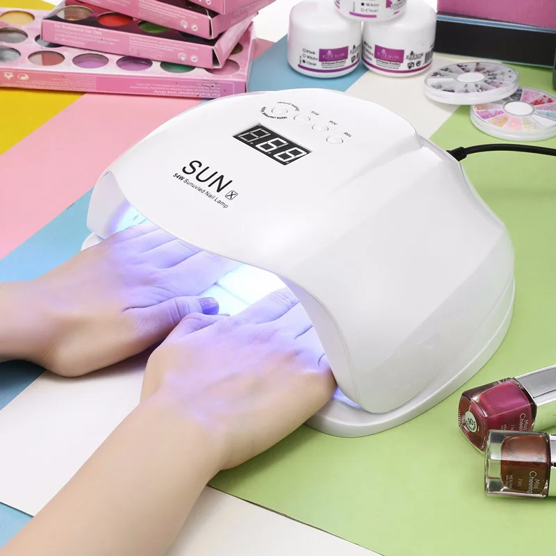 

New Curing Two Hands Nail Lamp Electric Dryer Nails Machine Art Tools 54w High Power Manicure Pro Auto Sensor Sun Light DIY Home