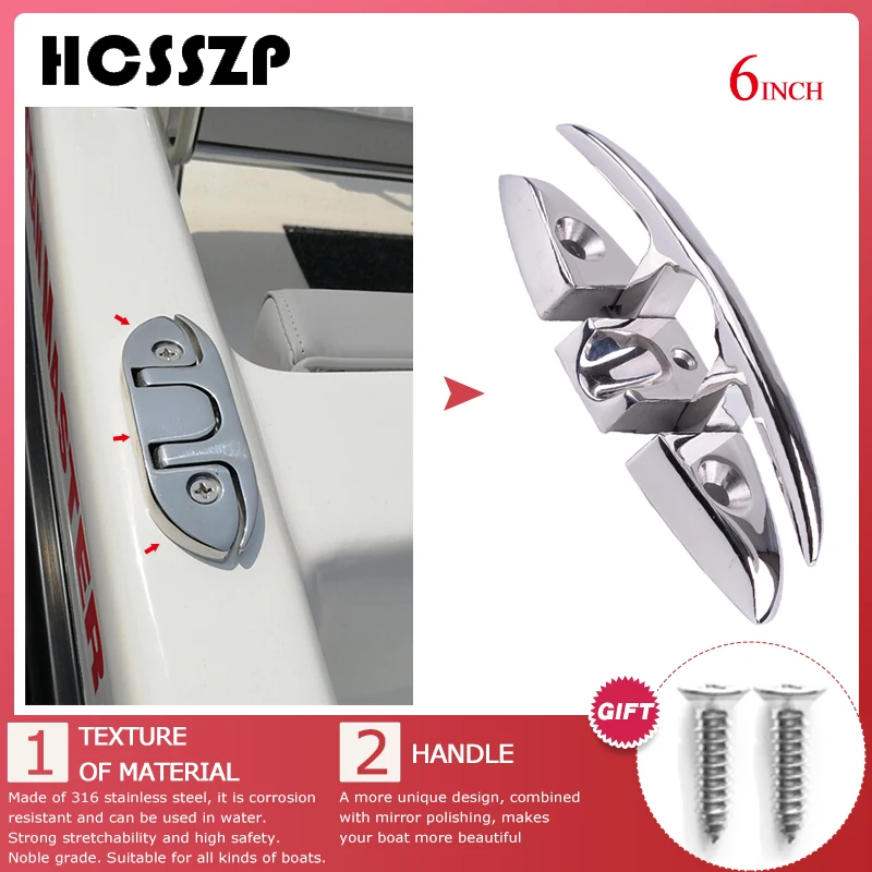 1pcs " откидной шип 316 из нержавеющей стали морской складной подтягивающий шип палубная линия для крепления веревки для корабля яхты лодки 155x52 мм - Цвет: 1pcs