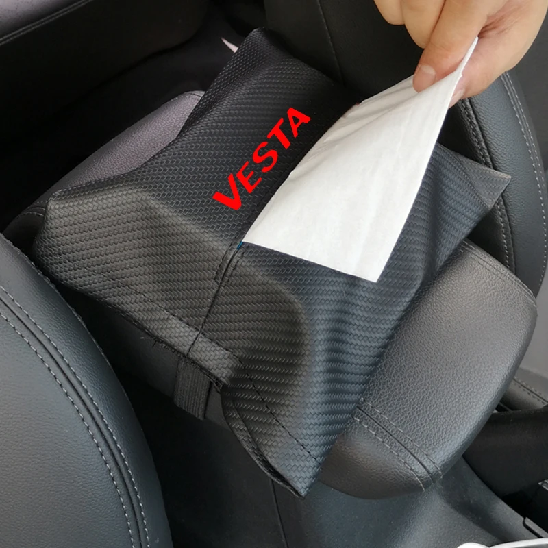 Высококачественный кожаный Стильный автомобильный подлокотник, коробка для салфеток, коробка для спинки сиденья, коробка для салфеток, аксессуары для салона автомобиля для Lada Vesta