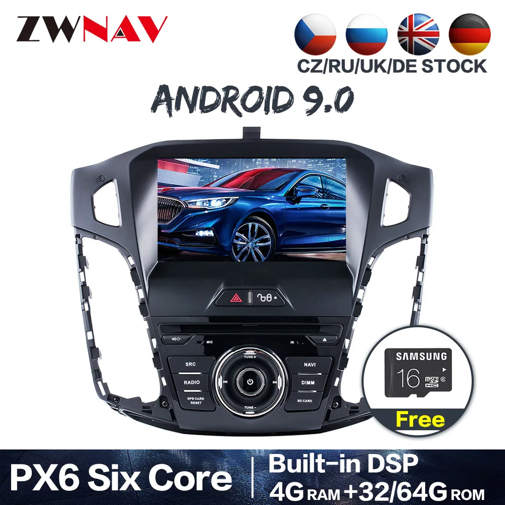 PX6 ips 4+ 64G Android 9,0 автомобильный стерео dvd-плеер gps ГЛОНАСС навигация для Ford Focus 2012- видео мультимедиа радио головное устройство