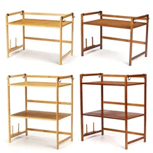 Étagère micro-ondes en bambou à 2/3 niveaux, étagère réglable en hauteur, organisateur d'épices, support de rangement de cuisine, support pour ustensiles de cuisine