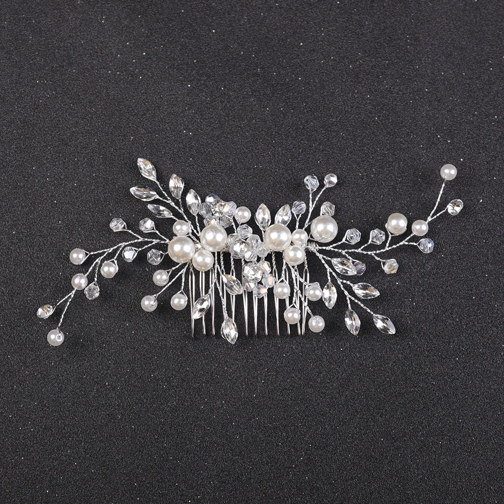 Silver Rose Gold Pearl Hair Comb Handmade Wedding Head Jewelry Women Ornaments Bridal Hair Accessories Trendy Headwear Hair Accessories Bridal Hair Accessories Bridal Jewelry Set
