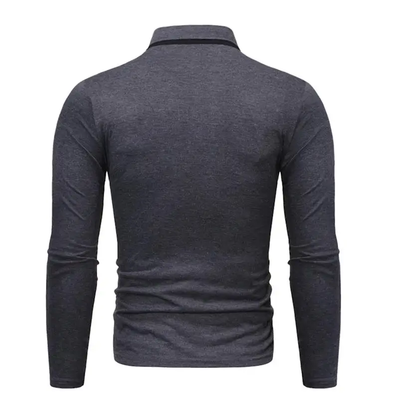 Camisa Polo Masculina, осенние модные мужские топы с длинным рукавом, контрастные сплайсинговые повседневные облегающие рубашки поло, молодежная одежда для подростков