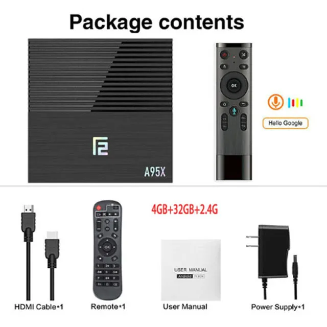 4GB 32GB 2.4G RCV11 Android tv box A95XF2 Amlogic S905X2 4GB 64GB 4K Smart Box 2,4G& 5G Dual wifi Bluetooth 4,2 USB3.0 медиаплеер Google Play Store - Цвет: 4GB 32GB 2.4G RCV11