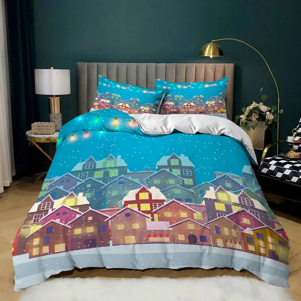 Fairy Tales Theme Duvet Cover Set Cartoon Christmas Fairy Tale Soft Microfiber Decorative 2/3pcs Bedding Set with Pillowcase