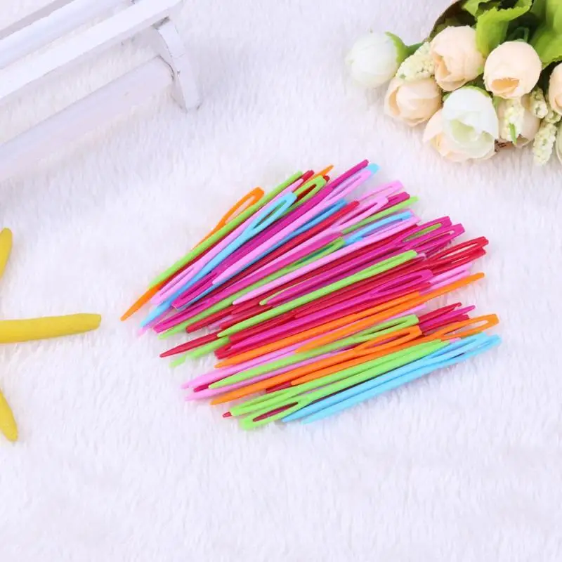 100Pcs-7cm-Plastic-Knitting-Needles-Crochet-Hooks-Tapestry-Wool-Yarn-Needles-Children-DIY-Sweater-Weaving-Tools (2)