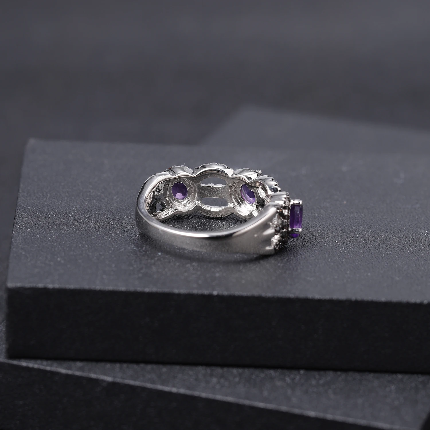 GEM'S балетное 925 пробы, Серебряное модное кольцо, 1.30Ct, натуральный аметист, кольца для женщин, свадебное ювелирное изделие