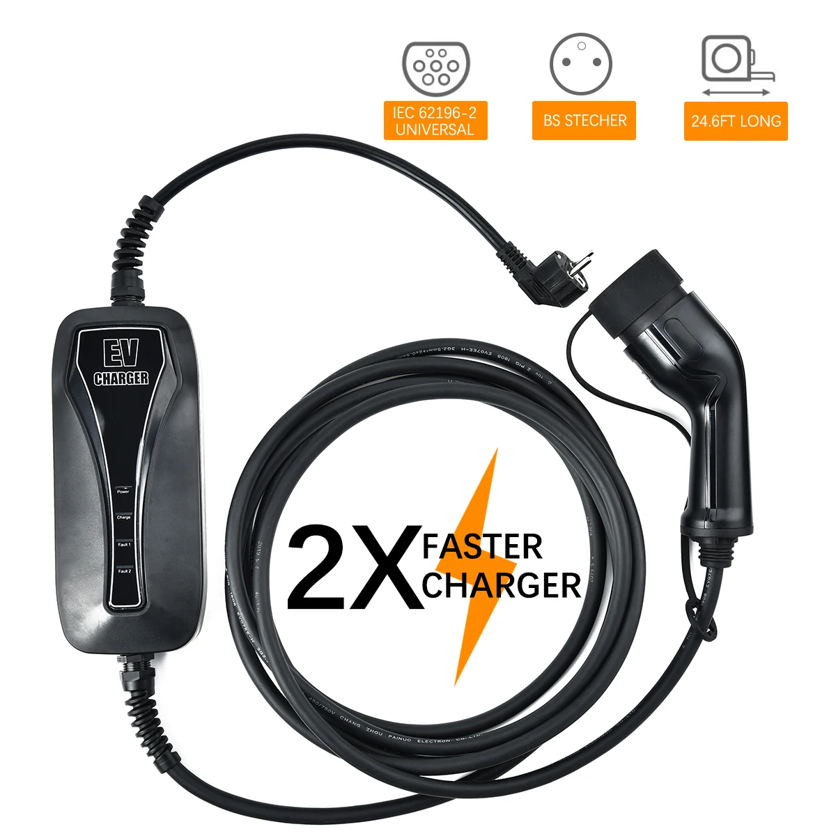  DUOSIDA 5meter 16Amp IEC 62196-2 Type 2 Mennekes EV Charging Cable EU Schuko Plug EVSE Portable Cha