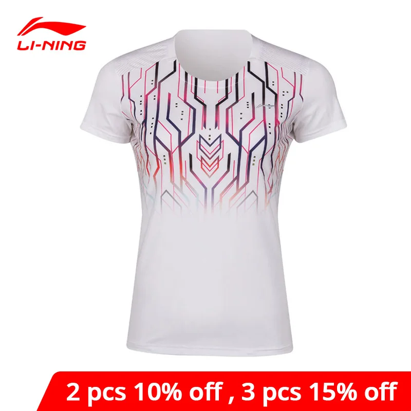Li-Ning Women Badminton Competition T-Shirts Packable 81%Polyester 19%Spandex AT DRY li ning LiNing Sports Tees AAYP044 WTS1492 | Спорт и