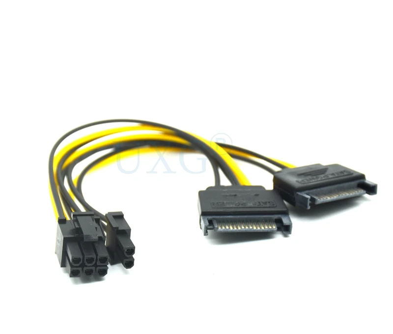 Кабель питания PCI-E 15pin SATA папа-8 pin(6 + 2) двойной кабель 20 см с на 8 pin провод 18AWG для