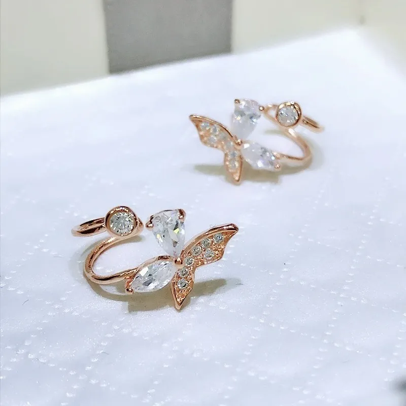 

Exquisite butterfly earrings S925 pure silver plating platinum anti-allergic Korean temperament ear ornaments goddess rose gold