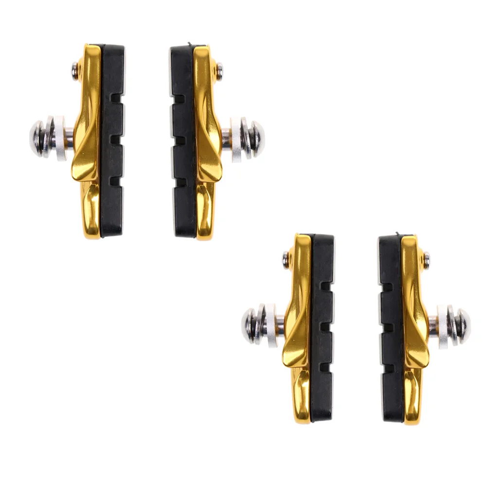 4Pcs Road Bike BRAKE BLOCKS Pads Shoes Fixed Gear Bicycle Rubber Holder 55mm
