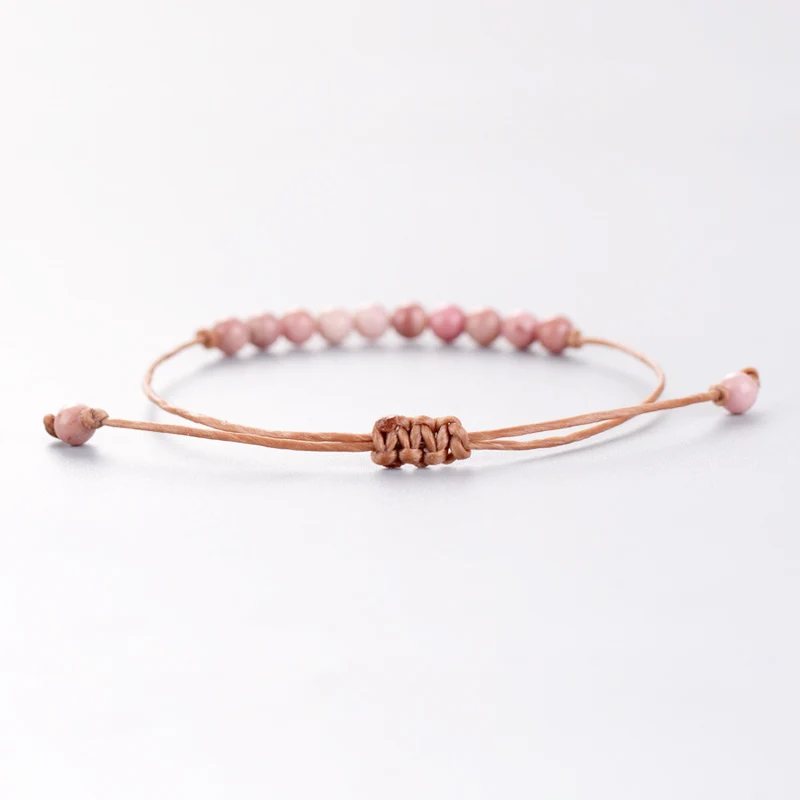 Ручной работы Boho розовый натуральный камень регулируемый браслет из бисера Простой браслет Strand браслет свяжитесь с kbjw напрямую с фабрики