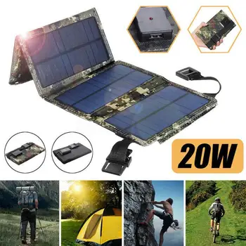 

Folding Solar Panel 20W Solar Cells Charger 5V Portable Charger Pane Tablet Climbing Solar Generator Polysilicon Solar Char R3W1
