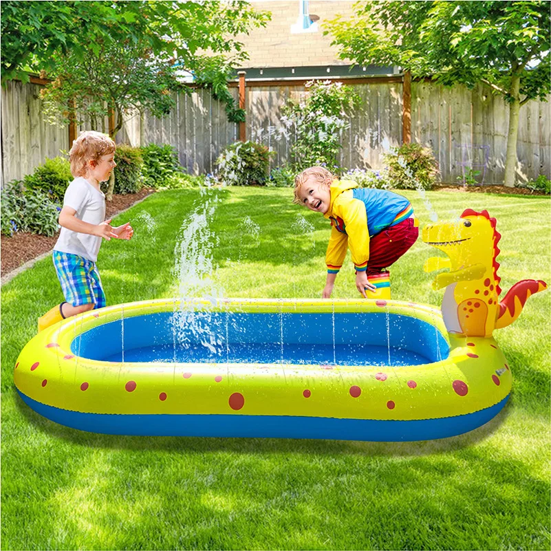 Cartoon Inflatable Dinosaur Fountain Outdoor Dolphin Watering Mat Children's Water Toys Frog Swimming Pool Shark Swimming Pool 2