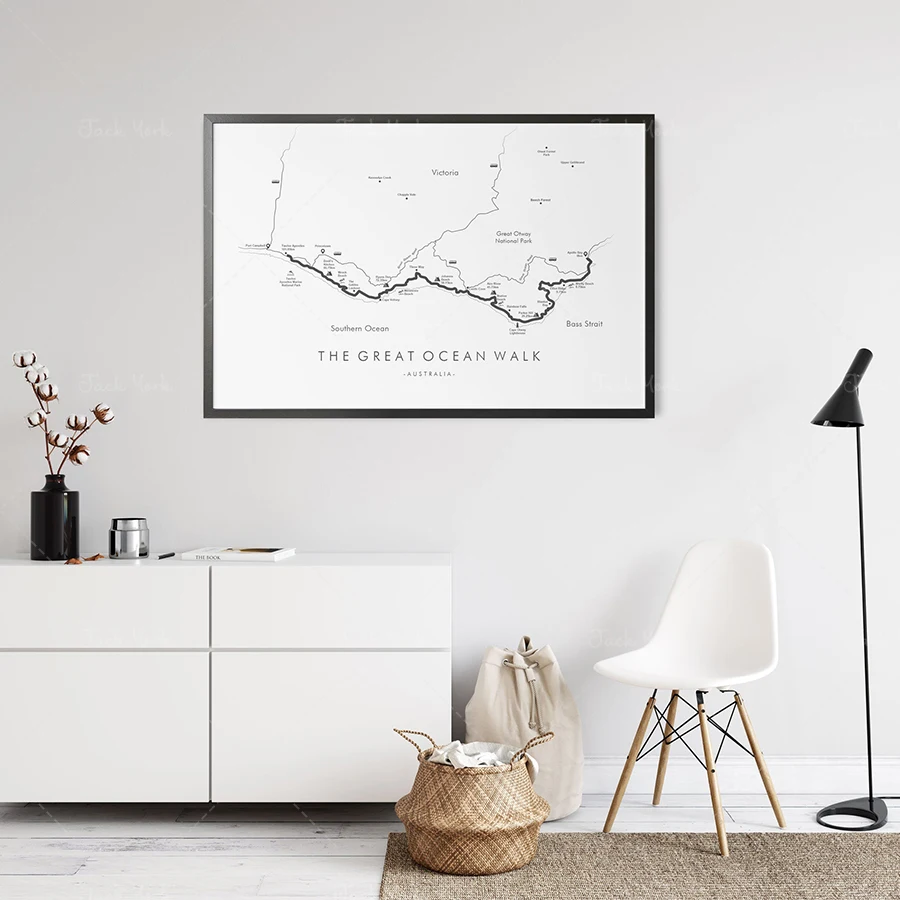 Great Ocean Walk Poster | The Map Australia Hiking 12 Apostles Relive your Adventures Trail Дом и сад