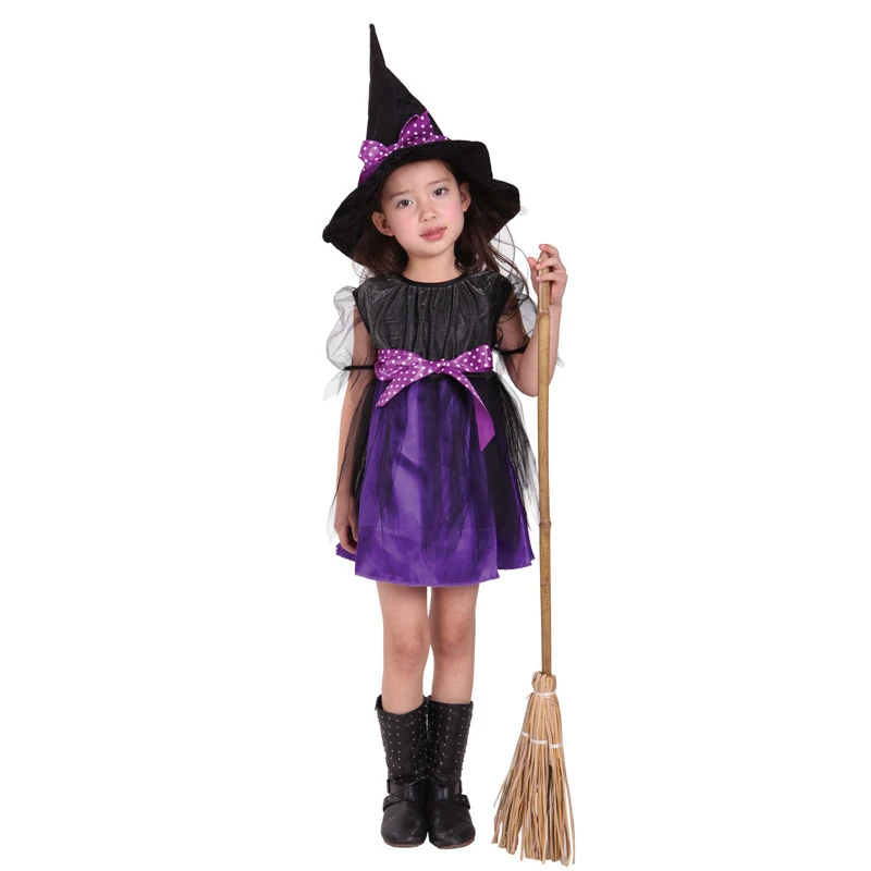 Disfraz de bruja con lazo púrpura para niñas, traje clásico de bruja para  Halloween, Carnaval, fiesta, mascarada, vestido de Mardi Gras|Disfraces  para niñas| - AliExpress