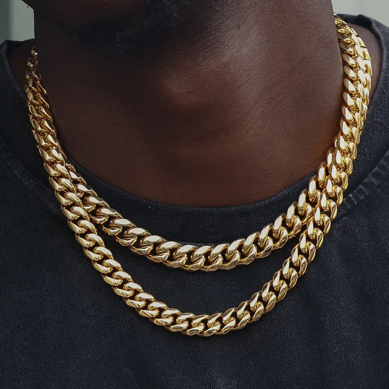 6mm 18mm Hip Hop Golden Curb Cuban Link 
