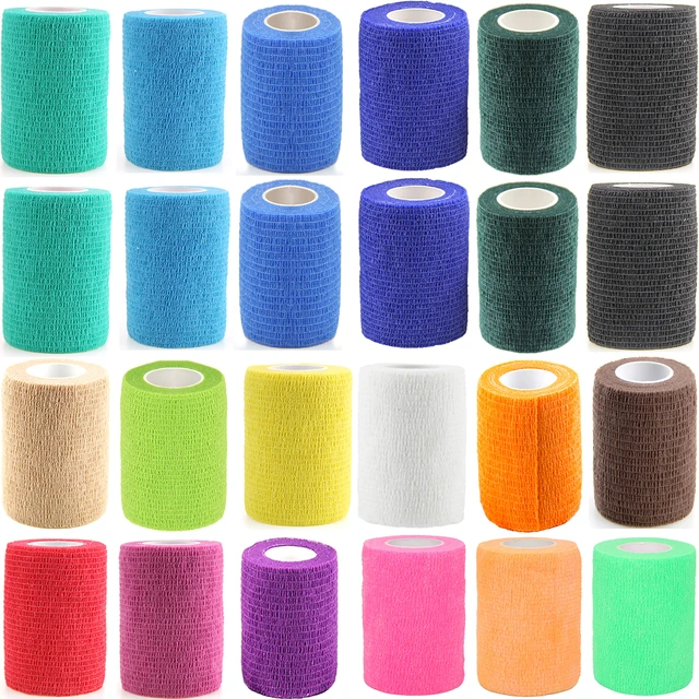 Self Adherent Cohesive Wrap Bandages - 2 inch by 5 Yards self Adhesive Non  Woven Bandage Rolls - Stretch Wrap - Multi Colored Neon Athletic Tape for  Wrist - Medical Tape 