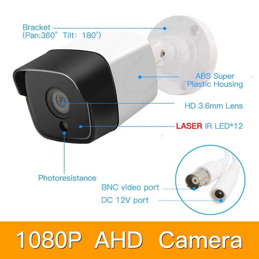 2ch 1080P AHD комплекты системы видеонаблюдения CCTV безопасности Гибридный DVR наружная пуля AHD камера видеонаблюдения P2P P6Spro 2MP комплекты