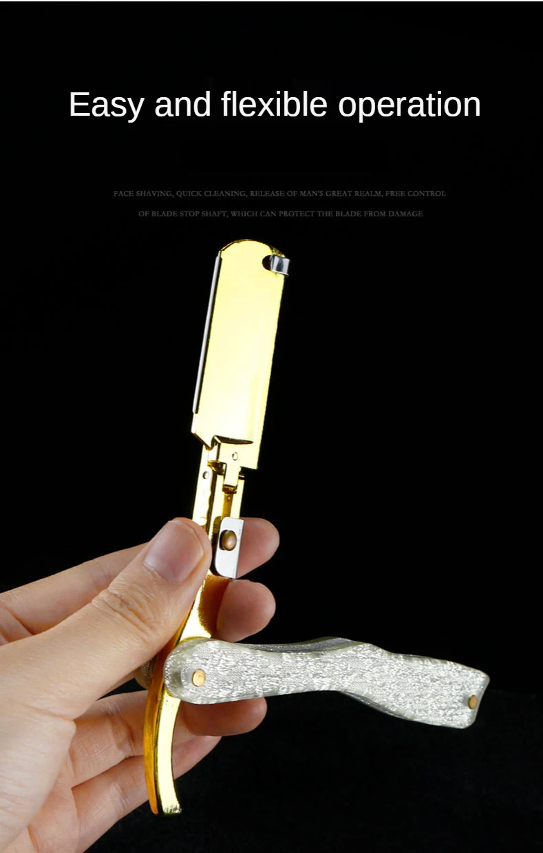Liga de Zinco Cabelo do Agregado Barbeiro Manual Dobrável Hairdressing Navalha Galvanoplastia Titular Corte Familiar Shaver Y0620 8 Lâmina de barbear