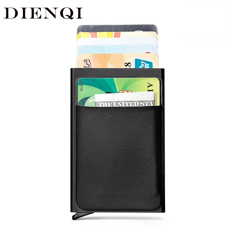 Minimalist Wallet Credit-Card-Holder Black Purse Rfid Pass-Secret Metal Slim DIENQI Small