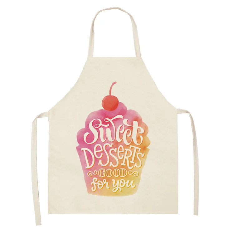 Sweet Donuts Kitchen Aprons for Women Cotton Linen Bibs Household Cleaning Pinafore Home Cooking Apron