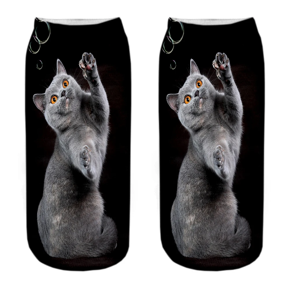 Neue Heiße 3D Druck Lustige Nette Cartoon Kätzchen Unisex Kurze Socken Kreative Bunte Mehrere Katze Glücklich Niedrigen Knöchel Socken Für Frauen – Detail 24