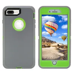Heavy Duty Armor 3 - in - 1 Shockproof Protective Case with Rotary Belt Clip - iPhone 11 Pro (Grey and Green)