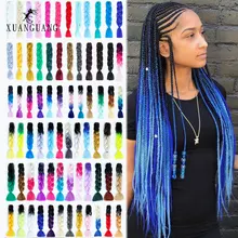 XuanGuang женский парик, большая коса, синтетические волосы высокого температурного волокна, вязанные крючком, термостойкие волосы для наращивания, 24 дюйма, большая коса