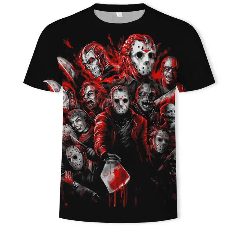 

2019 American Movie IT Clown Back Spirit Series Men's 3D Digital Print Short Sleeve T-Shirt
