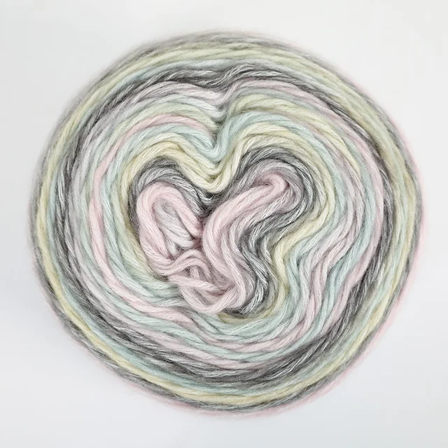 1pc Gradient Cake Line Rainbow Autumn Winter Sweater Scarf Hat Hand Knitting DIY Hook Bar Needle Medium Fine Wool Yarn 100g/Ball 1165