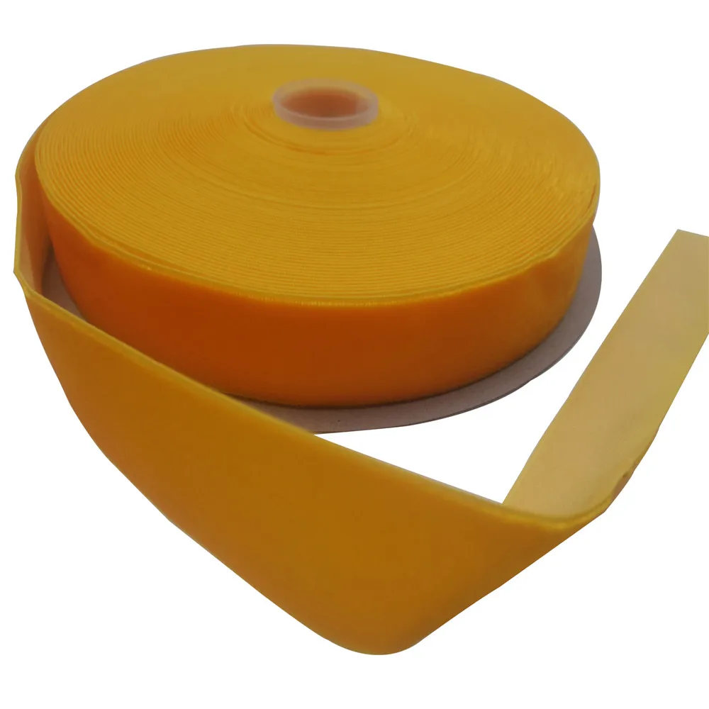 

25MM Yellow Gold Color Single Face Nylon Velvet Ribbon for Handmade Wedding Decoration Gift Wrapping Bowknot Sewing 25yards Roll