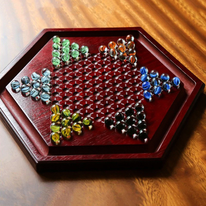 High Grade Multicolor Chinese Checkers Chess Set Wooden Hexagon Chessboard Game Educational Board Kids Halma Family Pieces | Спорт и