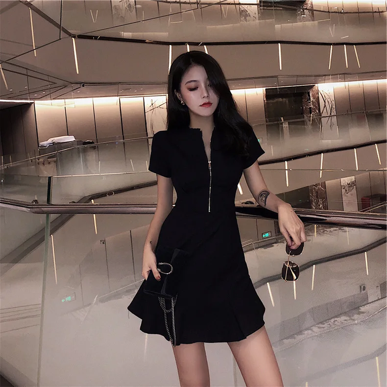 

Scheming Skirt Sense of Design Ultra-Fairy Normcore Style Hepburn Black Dress Minimalist Doctrine Fishtail Dress 2019 Summer