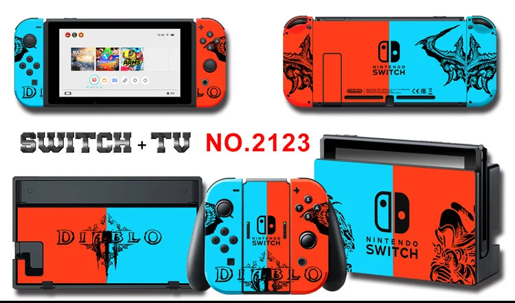 1set New Cute Anime Full Body Sticker for NS Switch Protective Cover Skin Colorful Art for Game Console Joy-Con Controller Decor