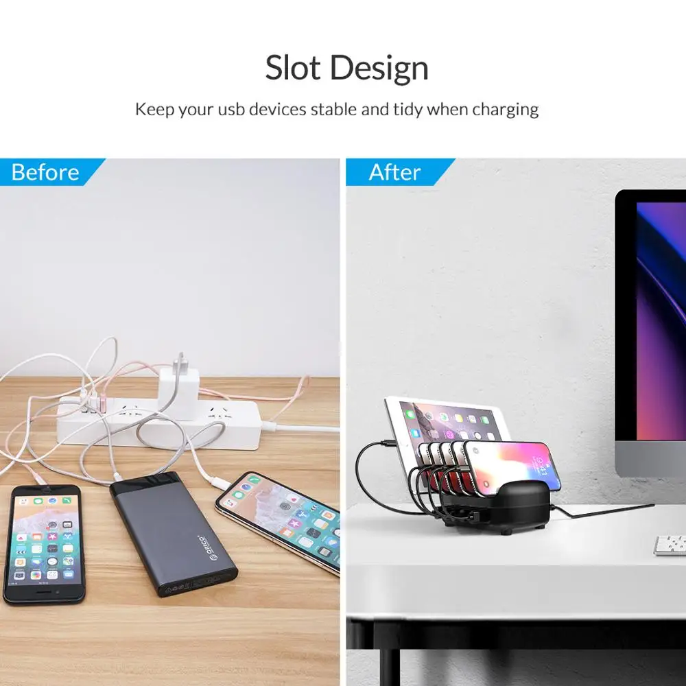 US $23.99 ORICO USB Charger Station Dock With Holder 40W 5V24A5 USB Charging Free USB Cable For Iphone Ipad PC Kindle Tablet