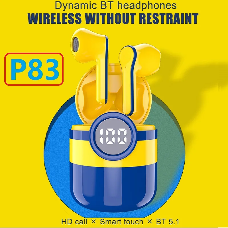 P83 TWS Cartoon Wireless Earbuds Minion Earphone bluetooth 5.1 Gaming Headsets Best True Stereo Headphones PK AIR Pro3 i90000Pro |