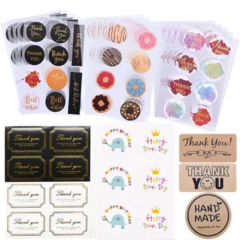 

10 Sheets Thank You Stickers Handmade Paper Labels Packaging Sticker for Candy Bag Gift Box Packing Wedding Thanks Stickers