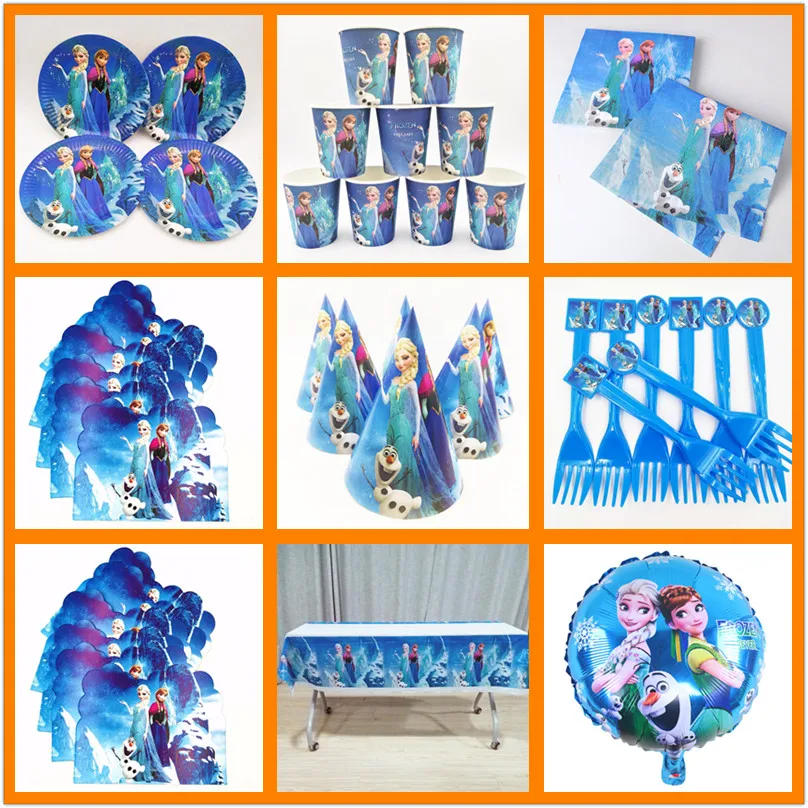 

Disney Princess Frozen Anna Elsa Birthday Party Decorations Supplies Kids Tableware Tablecloth Cups Banner Girl Favors Gifts Set