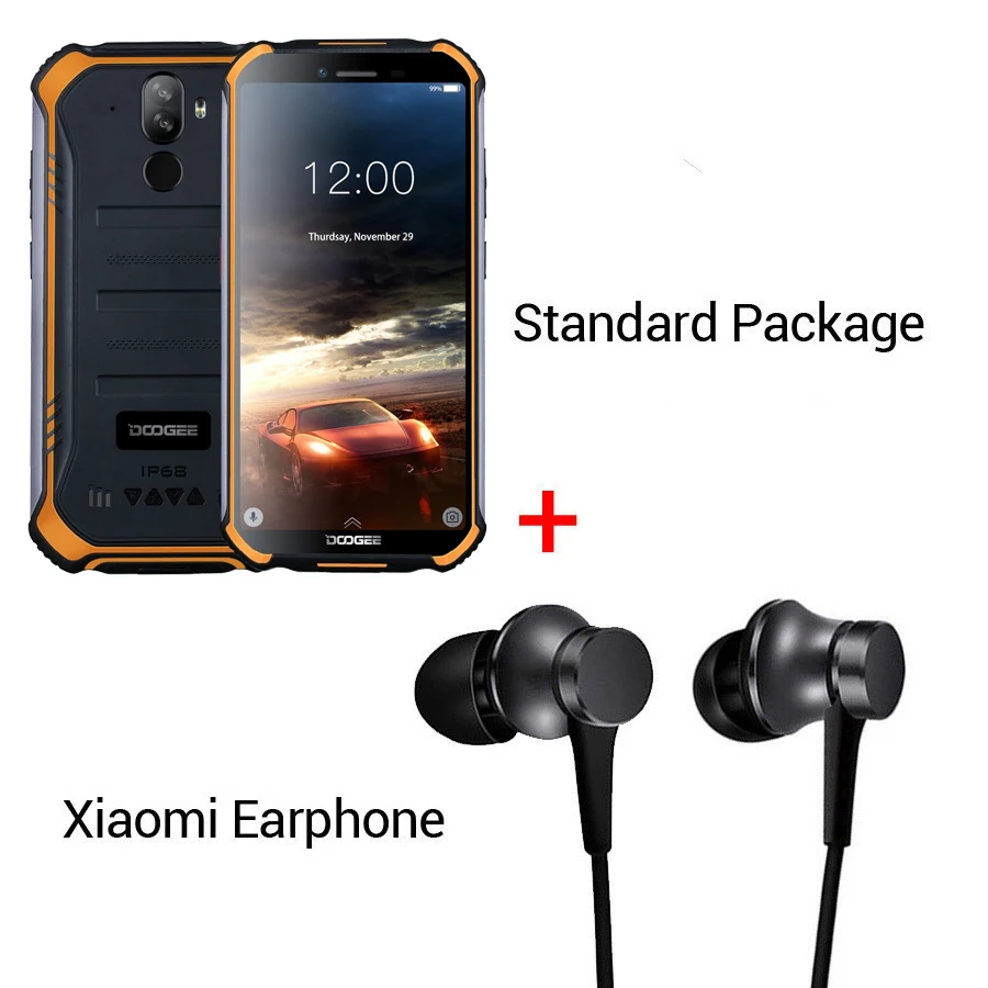 Orange N Earphone DOOGEE S40 4G сетевой Мобильный телефон 5,5 дюймов дисплей 4650 мАч MT6739 четырехъядерный 3 ГБ ОЗУ 32 Гб ПЗУ Android 9,0 IP68/IP69K - Цвет: Orange N Earphone
