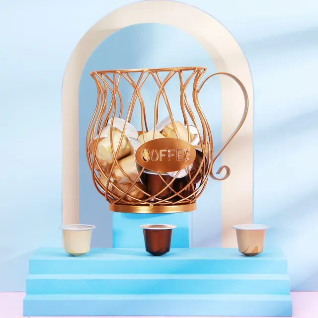 Univerzális Kávé Kapszula Tároló Kosár Kávéscsésze Szüreti Hüvelyes Szervező Tartó Fekete Otthoni Kávézó Szálloda Csepphajója - Image 3