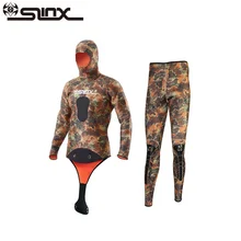 SLINX Двухсекционный мужской Камуфляжный костюм для плавания с головным убором 5 мм неопреновый Камуфляжный костюм для подводного плавания для рыбаков для мужчин Подводная охота Новинка