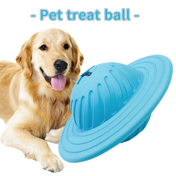 

Pet Leaking Toy With Flying Glasses UFO Shape Rubber Bite Tumbler Food Ball Cat Dog Supplies Biting Rolling Training Dispenser