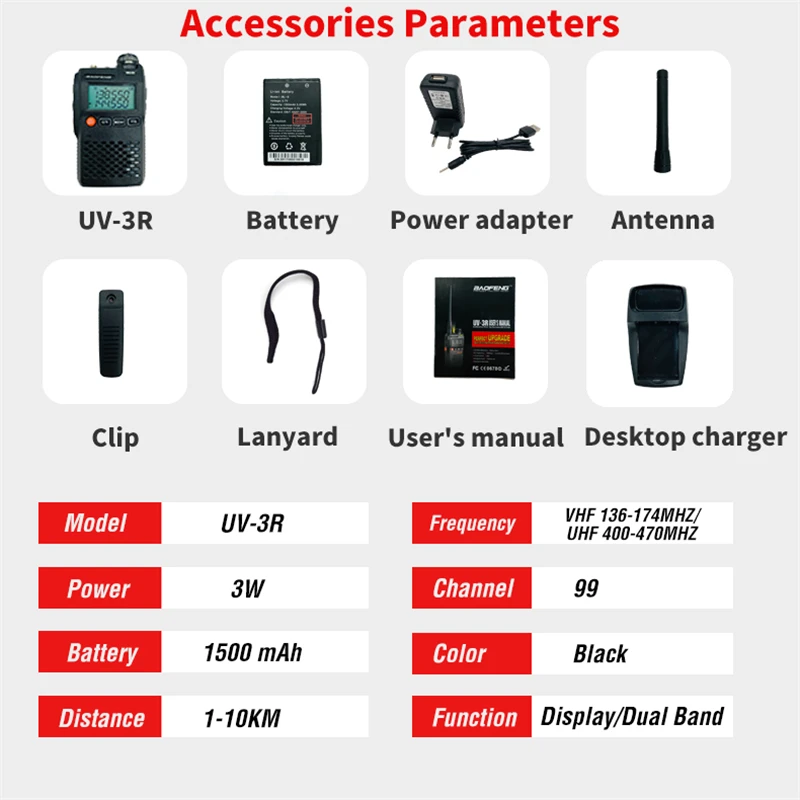 2 шт Baofeng рация UV-3R 136-174/400-470 MHz портативный CB Ham Радио UV 3R плюс двухдиапазонный Ham радио мотоцикл домофон