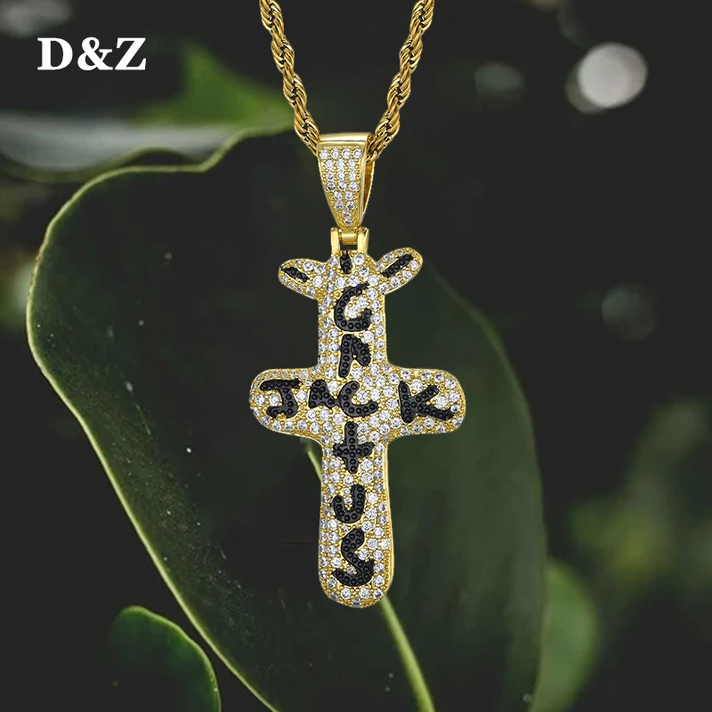 

D&Z Cactus Jack Pendant &Necklace Iced Cubic Zircon Plated Gold Silver Color Hip Hop Jewelry For Men Women