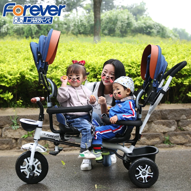 

Twin Children Tricycle Double Baby Bicycle 1-3-5 Years Old Baby Stroller Large Stroller