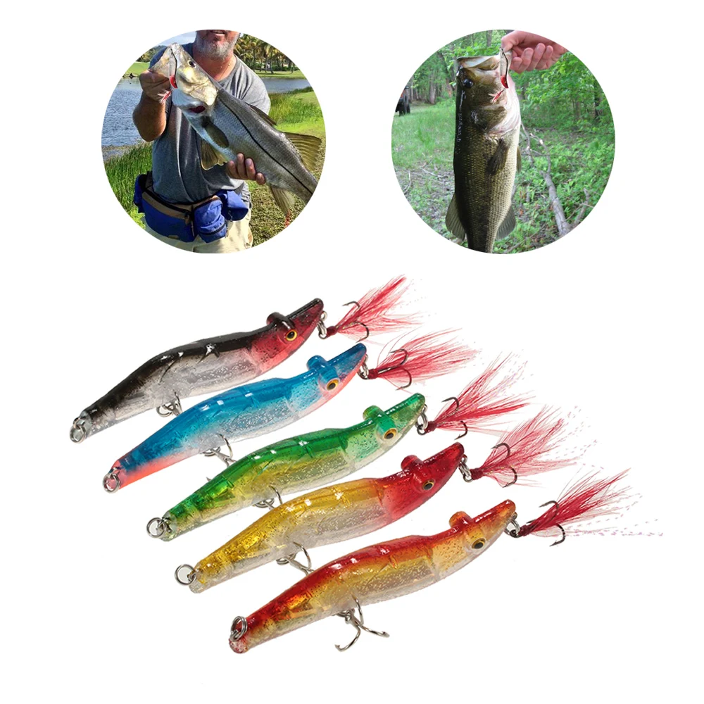 

5pcs 8cm/14g Fishing Lures Shrimp Craw Prawn Lures Hard Artificial Fishing Set in A Box Lead Weighted Pesca